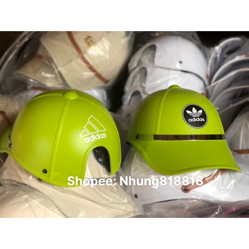 Nón bảo hiểm kết thể thao titan tem mèo thần tài tai mèo adidas mũ bảo hiểm đai inox có khoét sau tóc cho nữ chuẩn đẹp