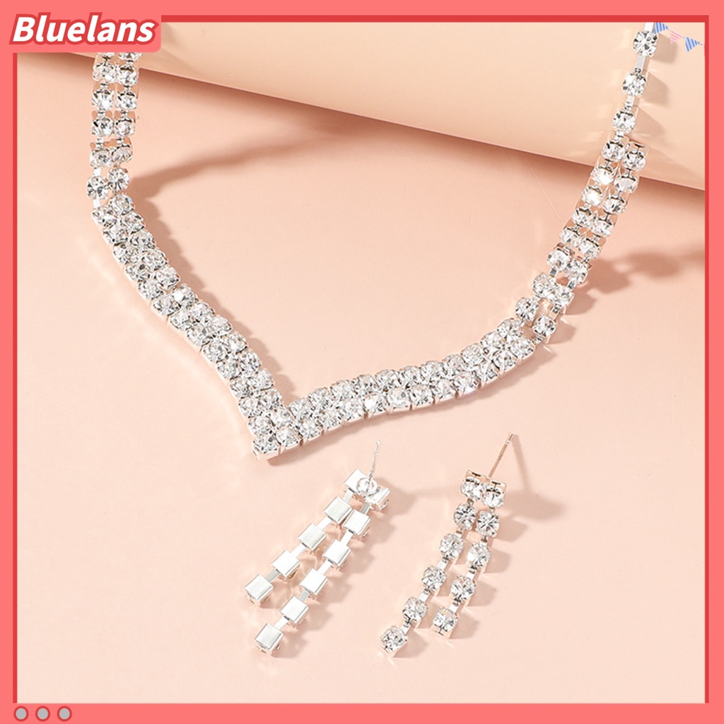 1 Set Vòng cổ Và Đôi Khuyên Tai Đính Đá Thời Trang Cho Nữ