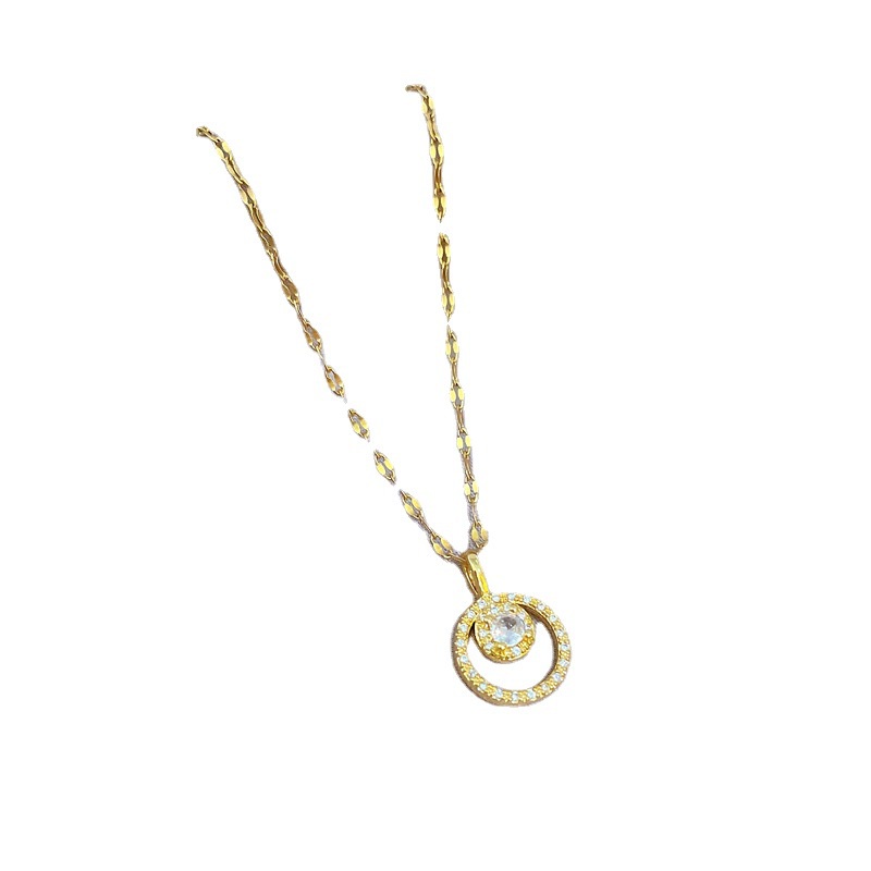 Dây Chuyền Bằng Thép Titan Đính Đá Zircon Phong Cách Sang Trọng