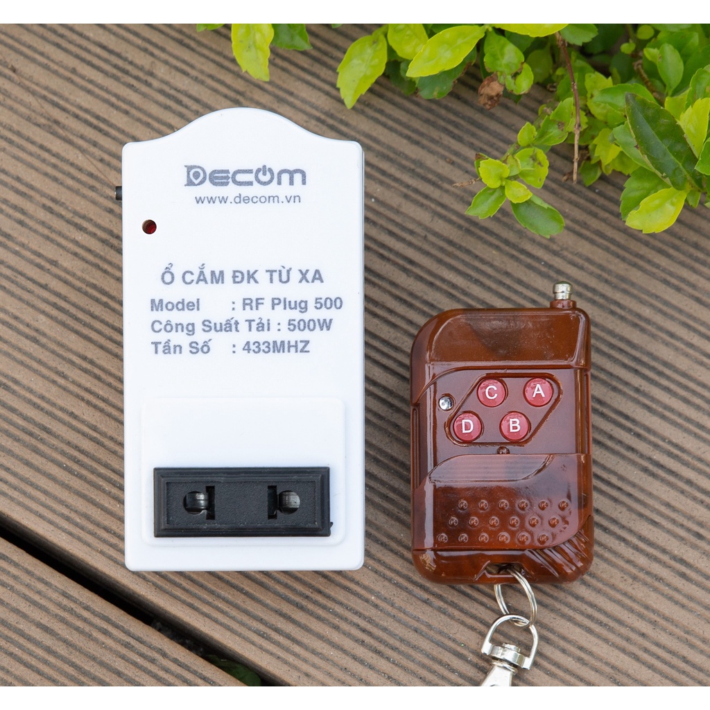 Ổ cắm điện điều khiển từ xa bằng remote công suất 500-1000w hàng chính hãng Decom