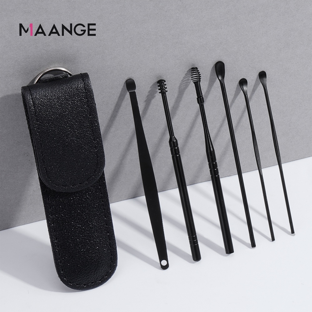 Set 6 dụng cụ lấy ráy tai MAANGE bằng thép không gỉ kèm hộp đựng