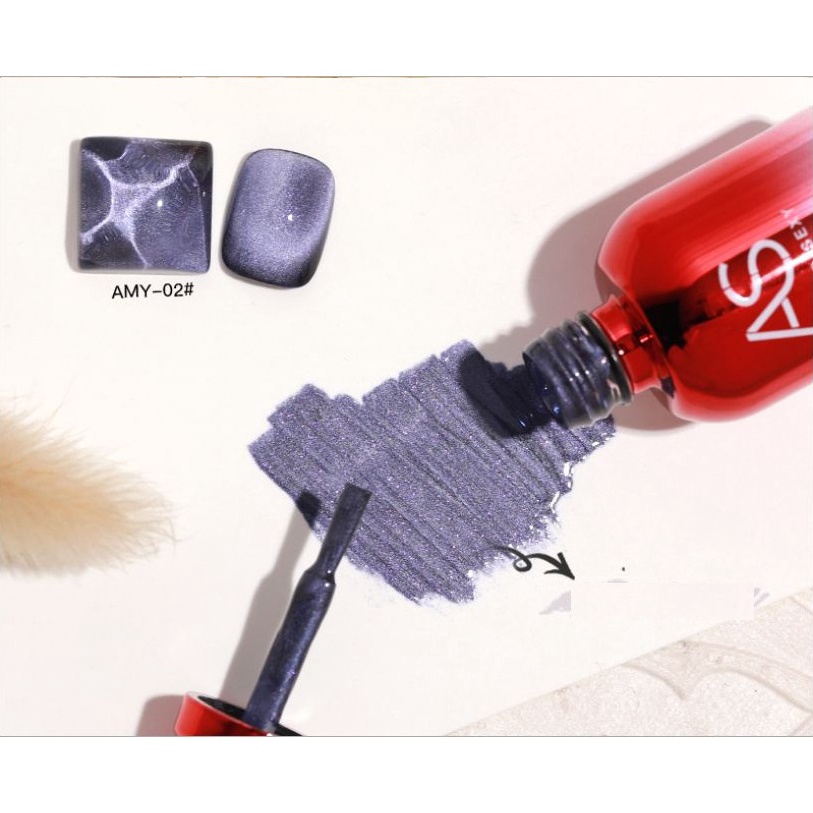 Sơn gel As vỏ đỏ mắt mèo 3D mã AMY ( Cam kết chính hãng - Làm khô sơn gel bằng máy hơ Uvled )