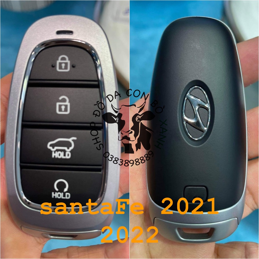 Bao Da Chìa Khoá Ép Phom Hyundai SantaFe 2021, Tucson 2022 allnew handmade da thật 011e