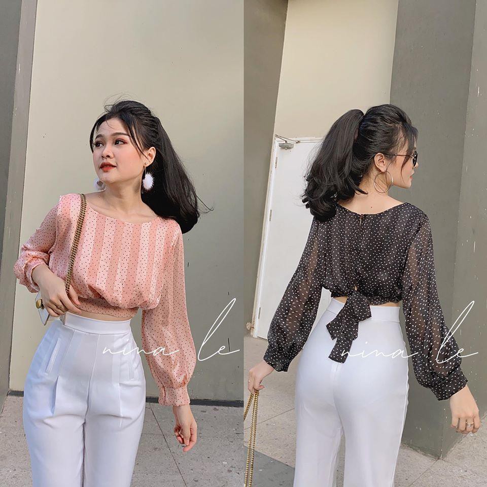 [Mã WASTUP giảm 10% tối đa 30K đơn 99K] [Mặc Là Xinh] Áo croptop Buộc Nơ Sau Voan Lụa | BigBuy360 - bigbuy360.vn
