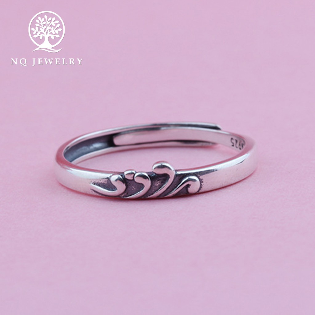 Nhẫn bạc cặp nam nữ Núi và Biển Free Size - NQ Jewelry