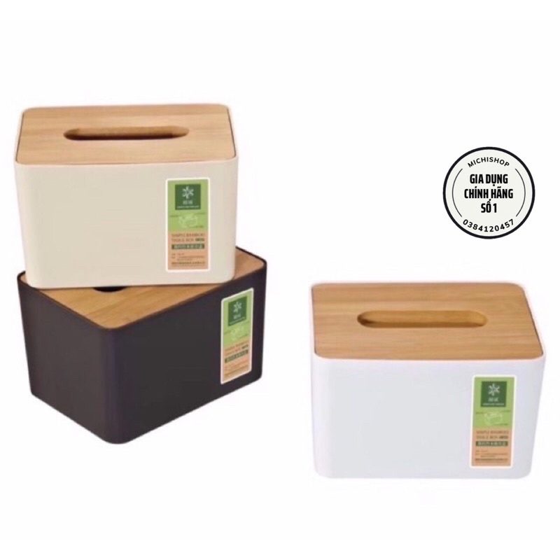 Hộp Đựng Giấy Ăn Mặt Gỗ Tre Cao Cấp Có Khe Cắm Điện Thoại, Hộp Đựng Khăn Giấy Cao Cấp Dạng Chữ Nhật