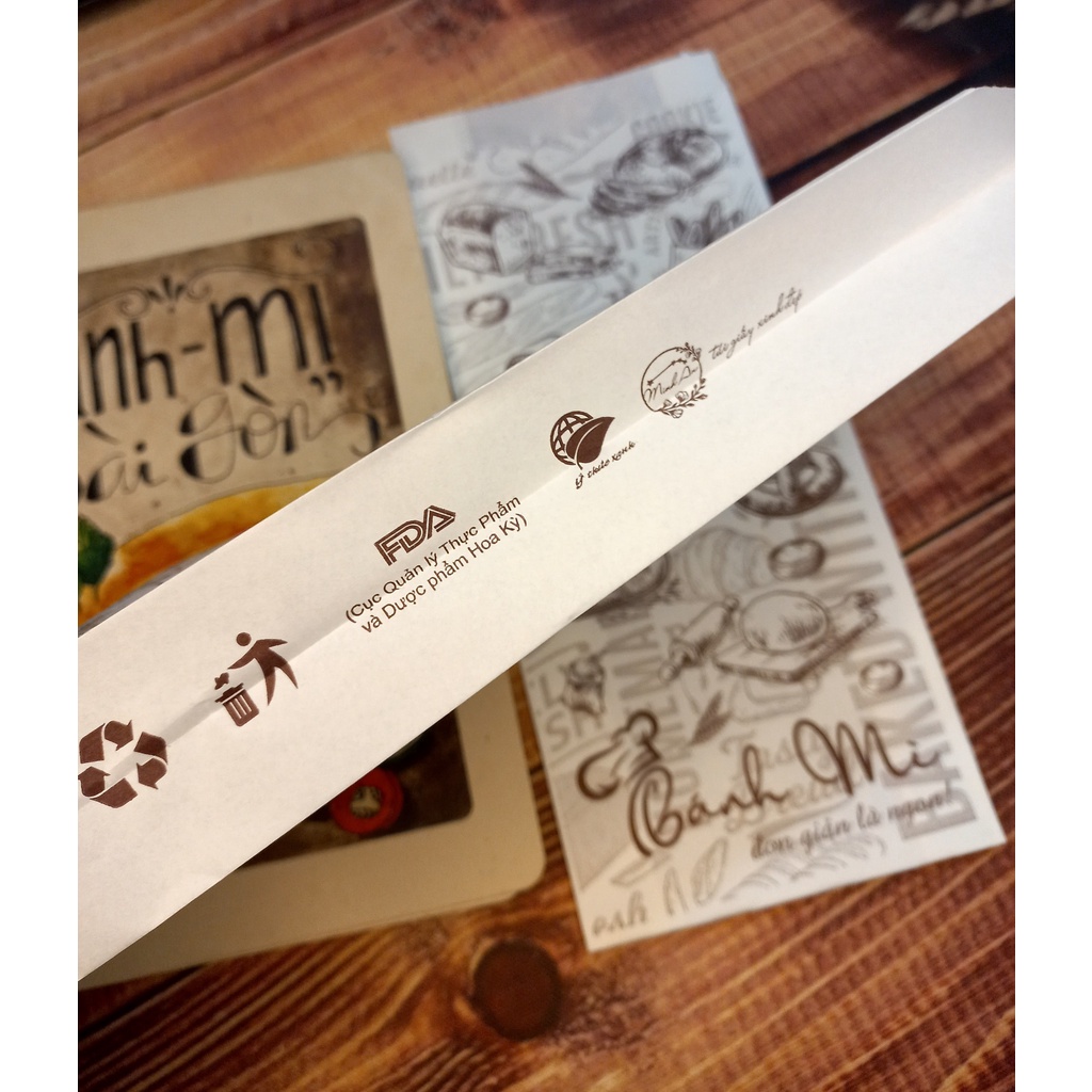 100 Túi Giấy ĐỰNG BÁNH MÌ TRUYỀN THỐNG HỌA TIẾT BÁNH MÌ. size 24x10x4cm - Giấy Thực Phẩm Kraft