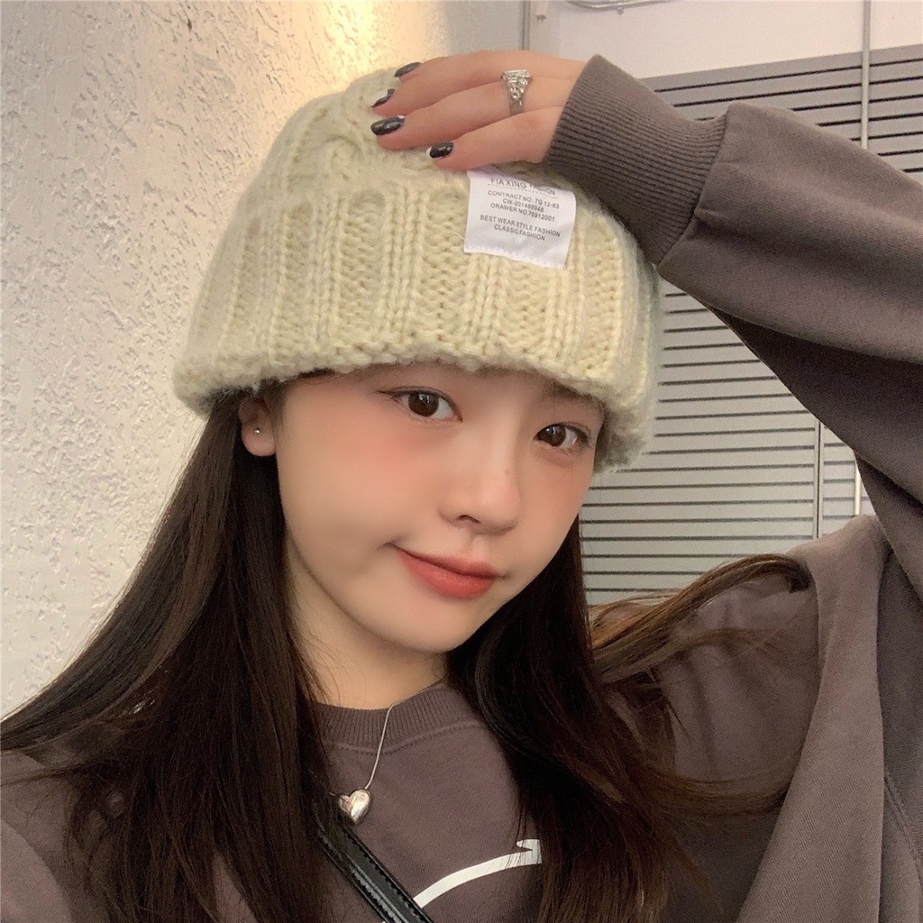 Mũ len nữ Hàn Quốc dệt kim dày dặn ấm áp cho mùa đông nón Beanie nhiều màu - L16