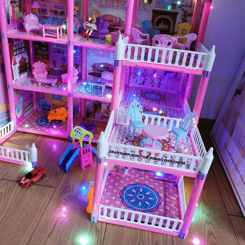 - Đồ Chơi Lắp Ráp Ngôi Nhà Búp Bê - Biệt Thự Công Chúa Barbie nhiều tầng Kích thước Lớn Dễ Thương cho bé gái
