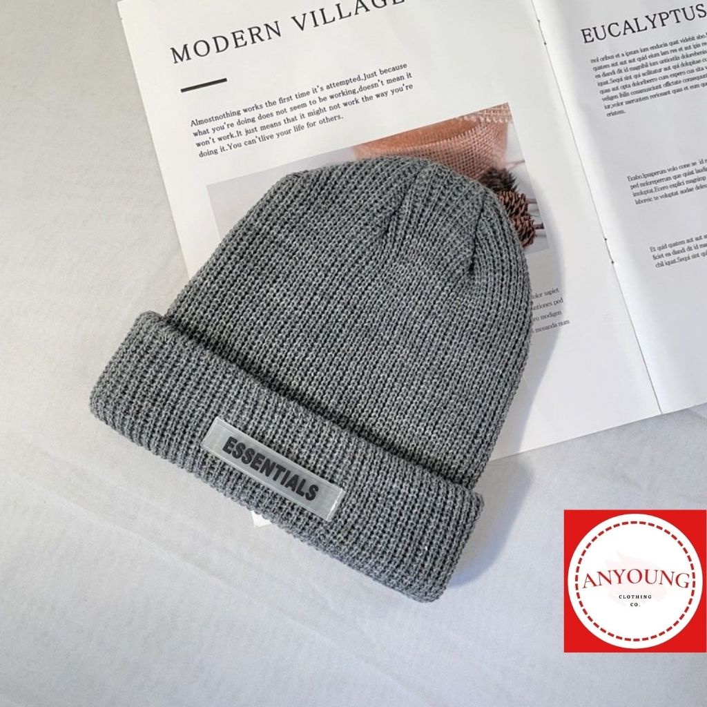 Mũ Len ANYOUNG thời trang unisex phong cách hip hop - năng động cá tính dập mác cao su chữ ESSENTIALS