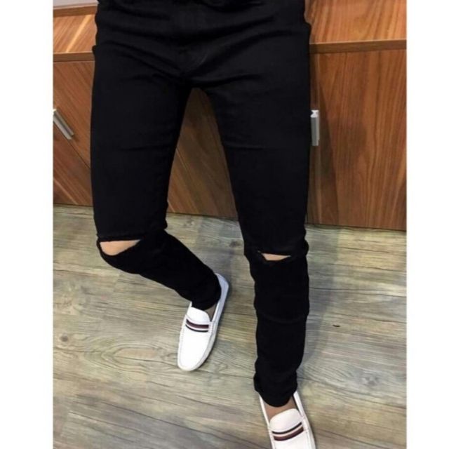 Quần jean nam rách gối size 28 đến 37 chất jean giãn, số 330