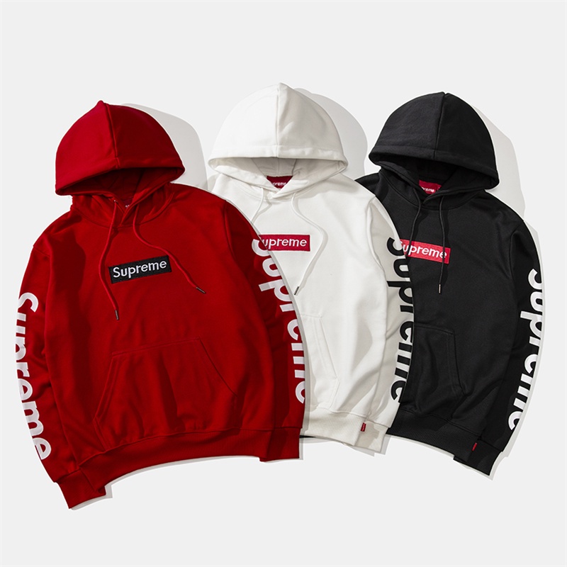 Áo khoác hoodie tay dài thêu chữ Supreme thời trang đường phố cho nam và nữ