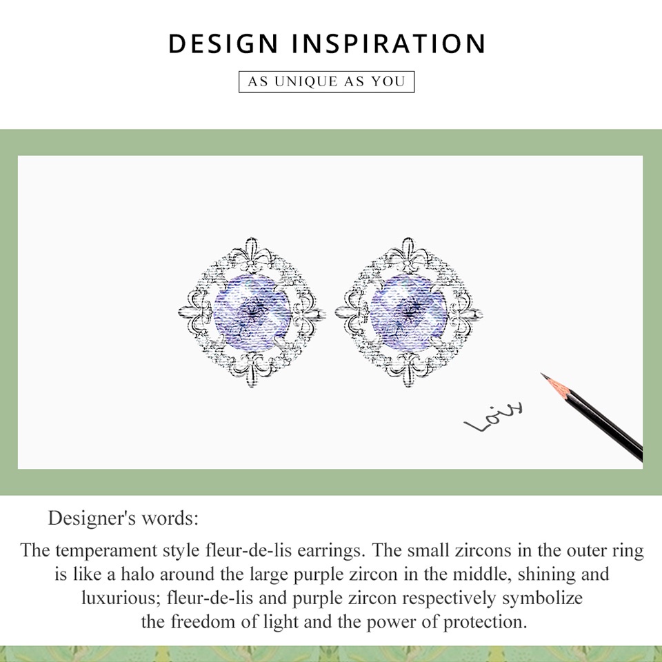 Hoa tai Bamoer bạc 925 đính đá hợp thời trang