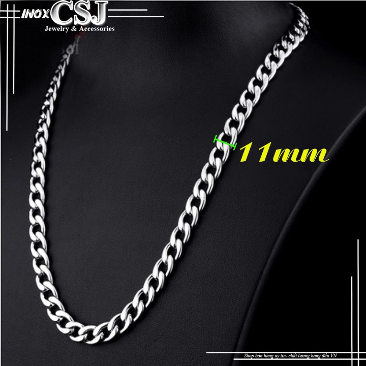 Dây chuyền nam inox kiểu lặc đại 11 mm đẹp, không đen, không gỉ, hợp thời trang