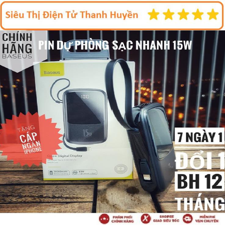 Mua ngay Pin sạc dự phòng Baseus 10000mAh sạc nhanh 15W nhỏ gọn chính hãng (tặng kèm dây iPhone) [Freeship 10k]