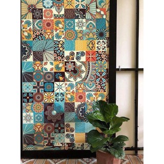 Mẫu mới Sẵn Combo 70 miếng Decal gạch bông xanh siêu hot kt 15x15cm