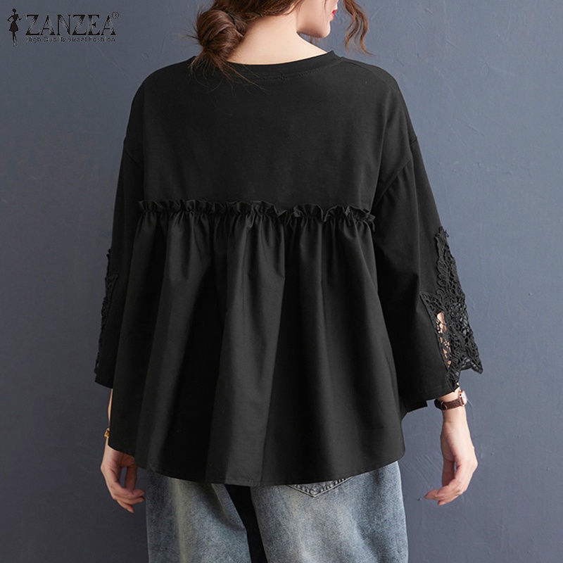 Zanzea Áo Kiểu Phối Ren Màu Tương Phản Thời Trang Cho Nữ