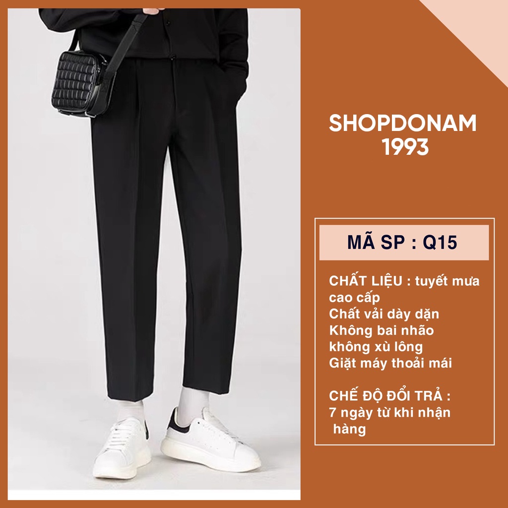 Quần tây ống suông cạp chun cho nam nữ lưng thun phía sau chất vải tuyết mưa co giãn thoáng mát SHOPDONAM1993 Q15