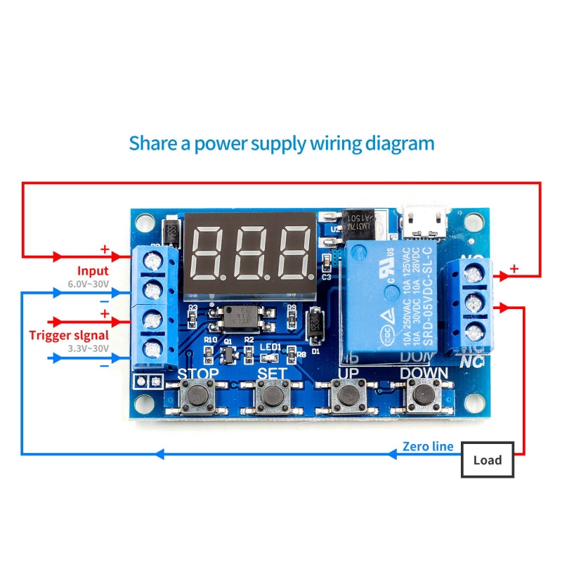 Mạch rơ-le hẹn giờ 6-30V có thể điều chỉnh