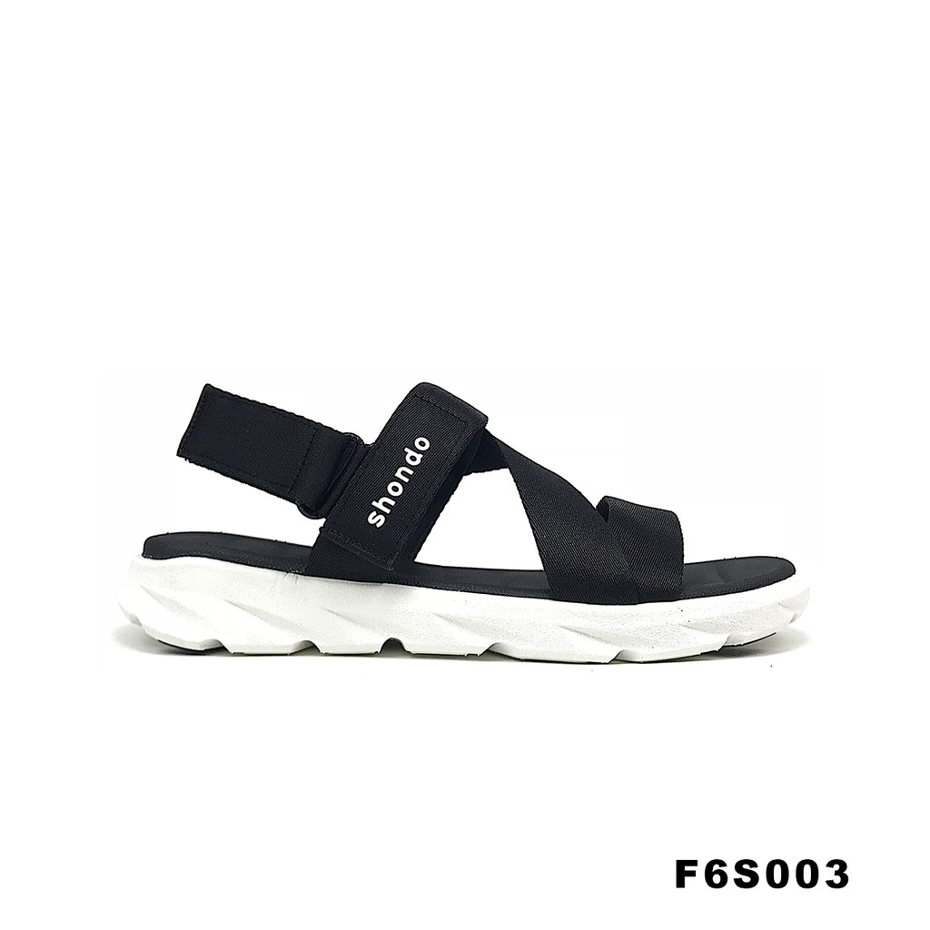 Giày sandal shondo F6 sport đen full đế trắng F6S003