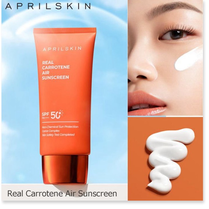 [Mã giảm giá] Kem chống nắng cà rốt Aprilskin Real Carrotene Air Sunscreen 50ml + Tặng 1 Tinh chất cà rốt mini Aprilskin