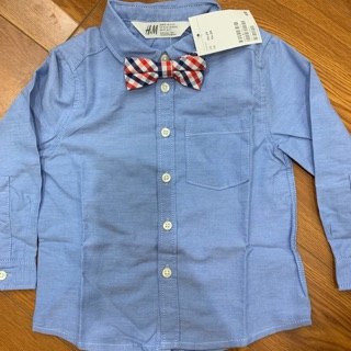 Sơ mi bé trai hm auth kèm nơ cổ size 1,5-2y