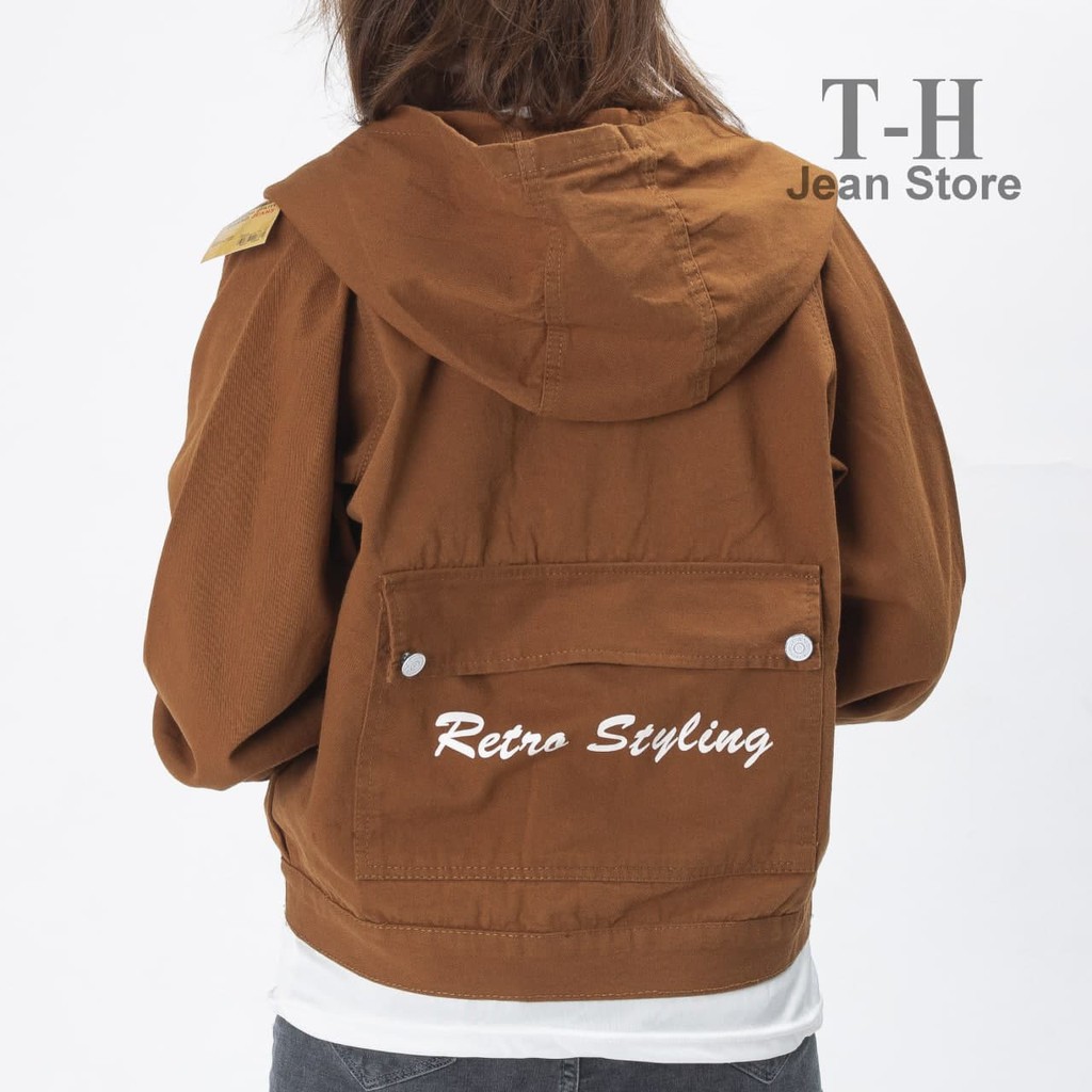 Áo khoác kaki nữ có mũ phối chữ Restro Styling, áo khoác nữ nhiều màu thời trang năng động AKG1 Lisashop101 | BigBuy360 - bigbuy360.vn