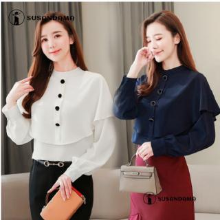 Áo sơ mi nữ tay dài màu trơn thời trang thanh lịch
