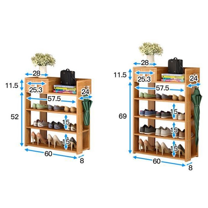 Kệ giầy gỗ đa năng 5 tầng cao cấp, giá để giày dép đa năng