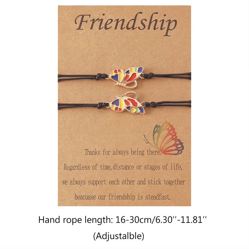 Set 2 Vòng Tay Dây Bện Mặt Hình Bướm Dành Cho Cặp Đôi / Tình Bạn