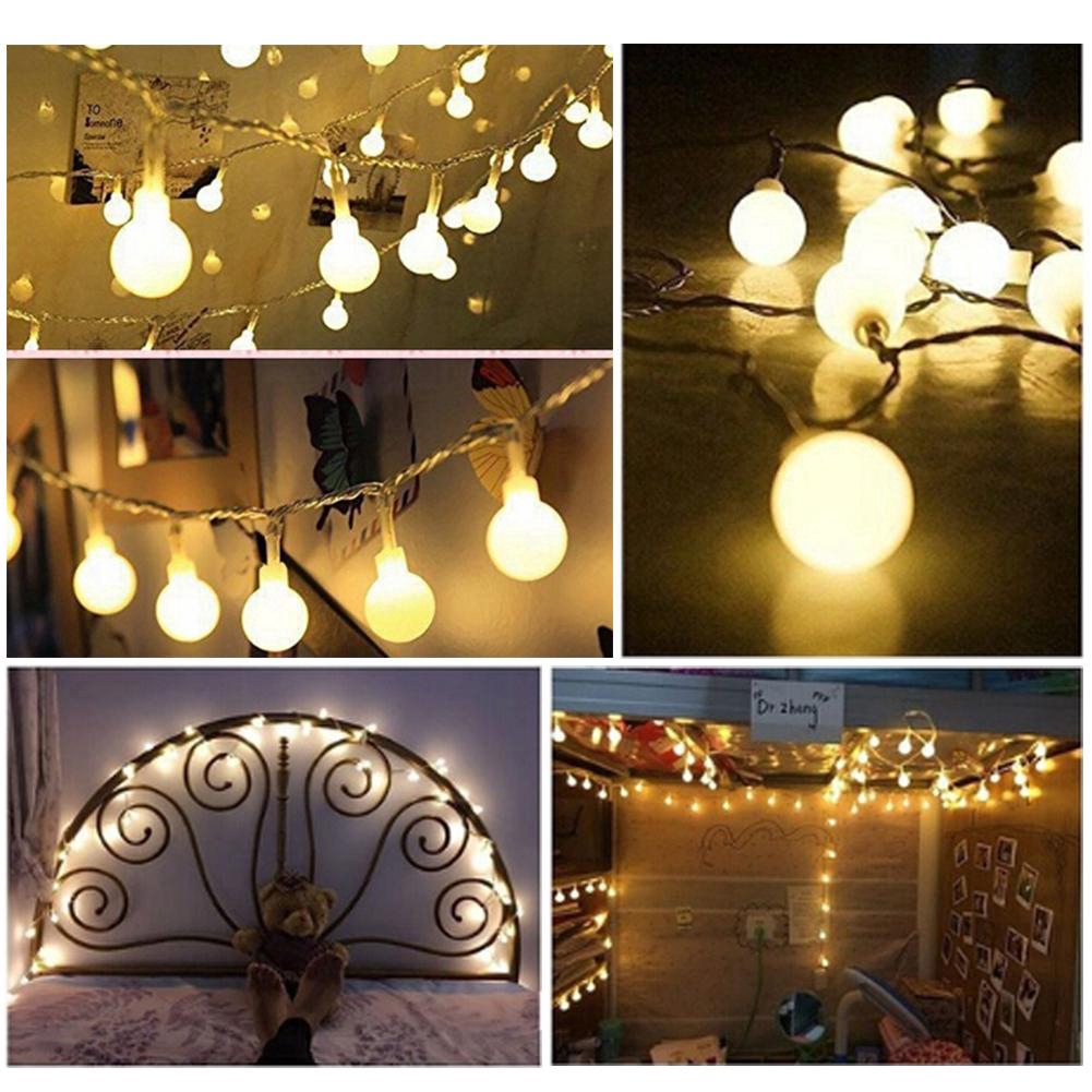 Dây đèn LED có bóng hình tròn dùng để trang trí Giáng Sinh