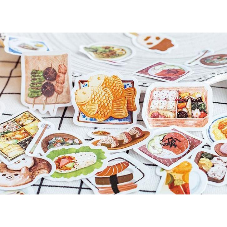 Bộ 46 Sticker Món Ăn Hàn Quốc dán trang trí E27