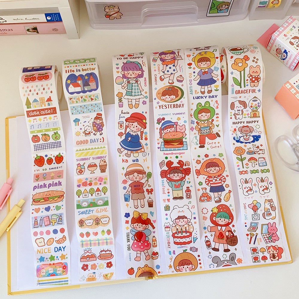 Cuộn Washi Tape Sticker Trang Trí Họa Tiết Cute