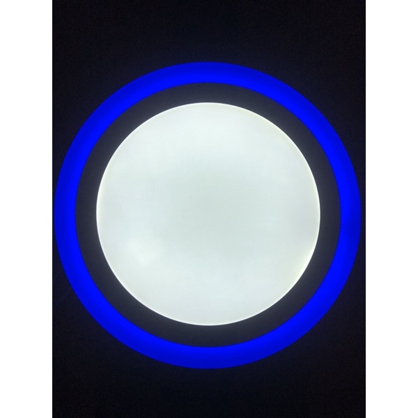 Đèn LED Nổi Ốp Trần 16w , 24w Vuông , Tròn  Viền Xanh Dương  3 Chế Độ Ánh Sáng