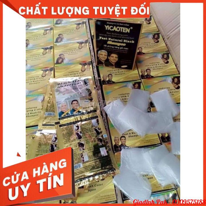 [Chính Hãng] Hộp Dầu Gội Nhuộm Đen Tóc YiCaoTen - Gội Là Đen (Hộp 10 Gói Có Kèm Bao Tay) | BigBuy360 - bigbuy360.vn