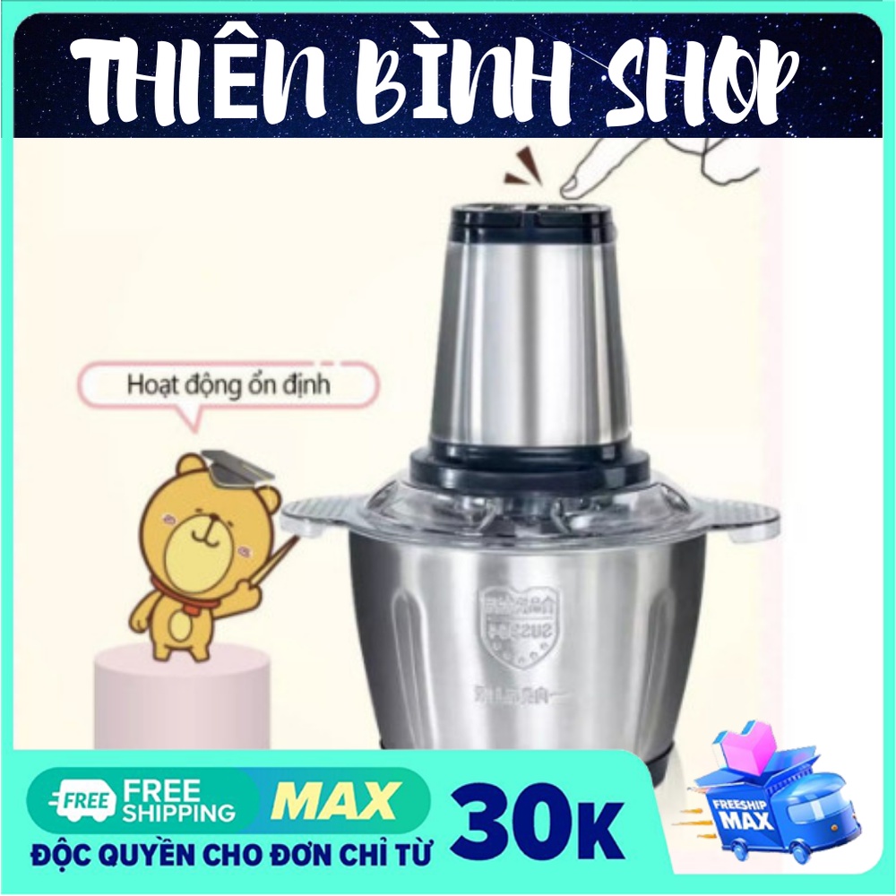 Máy xay thịt đa năng cối Inox 304 dung tích 2L 4 lưỡi dao bằng thép máy xay sinh tố, máy xay tỏi, máy xay tiêu, máy xay