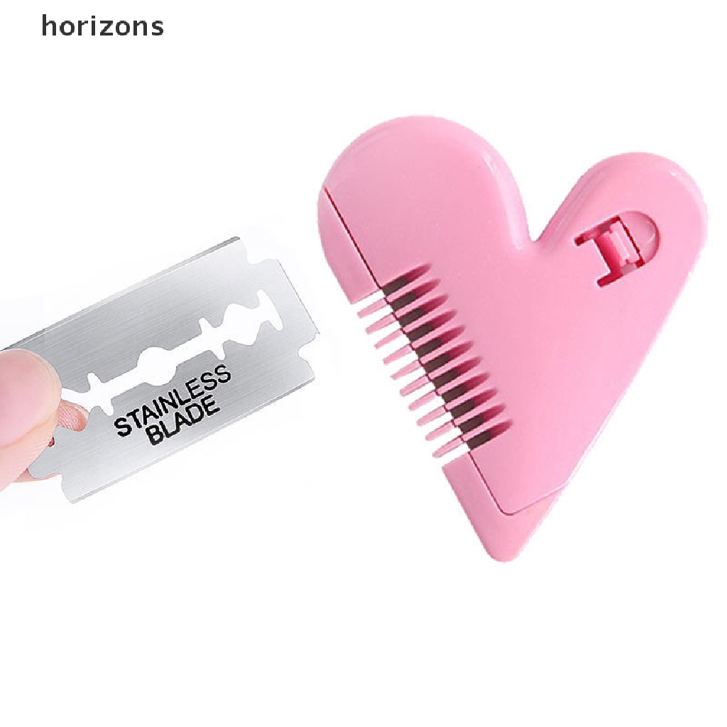 [horizons] Lược Cắt Tóc Mini Màu Hồng Hình Trái Tim Kèm Lưỡi Dao (h)