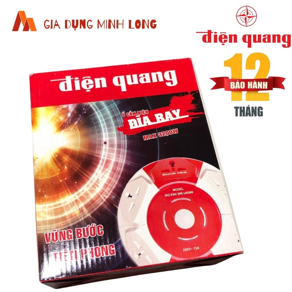 Ổ cắm 6 lỗ chịu tải - Ổ điện văn phòng Điện Quang ĐQ ESK UK986 ( Kiểu UFO 6 lỗ 3 chấu màu Trắng Đỏ )