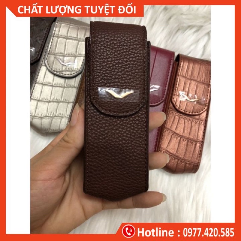 Bao da vertu Sing S có nắp dập vân màu độc, lạ hàng nhập khẩu