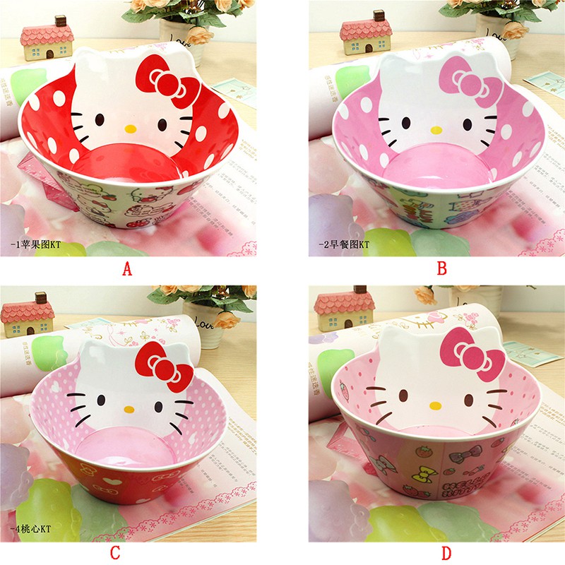 Tô Đựng Thức Ăn Hình Mèo Hello Kitty Xinh Xắn Cho Bé