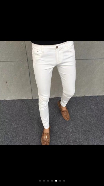 Quần jean nam trắng trơn chất bò co dãn phong cách hàn quốc đẹp giá rẻ cao cấp AHFASHION | BigBuy360 - bigbuy360.vn