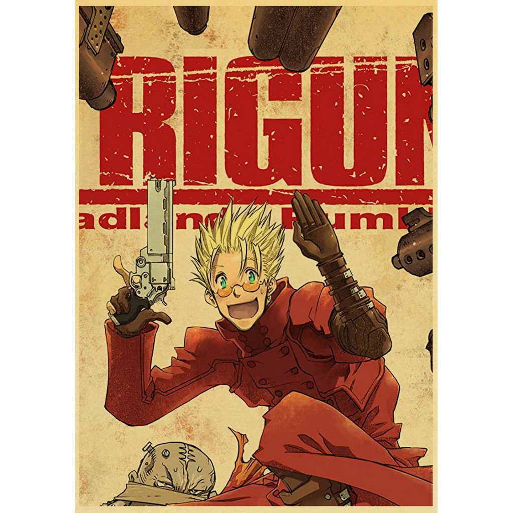 Poster Anime Trigun Phong Cách Retro Kích Thước 42x30cm