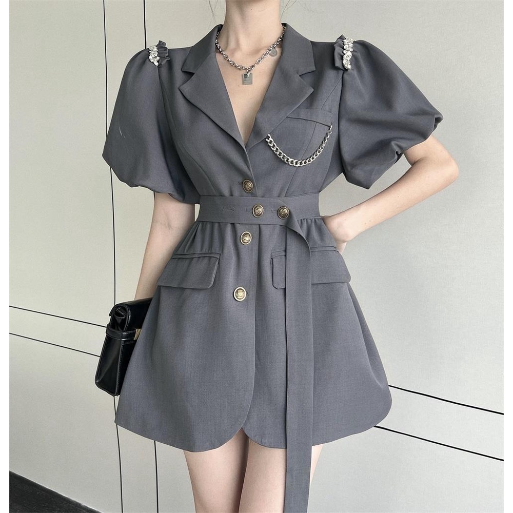 Yujie Đầm Tay Phồng Dáng Rộng Hở Lưng Thời Trang Mùa Hè Cao Cấp Dành Cho Bạn Nữ