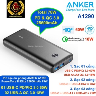 Mua Pin sạc dự phòng Macbook Pro  iPad Pro  iPhone 12 ANKER A1290 PowerCore III Elite 25600mAh PD 60W (1C - 2A)