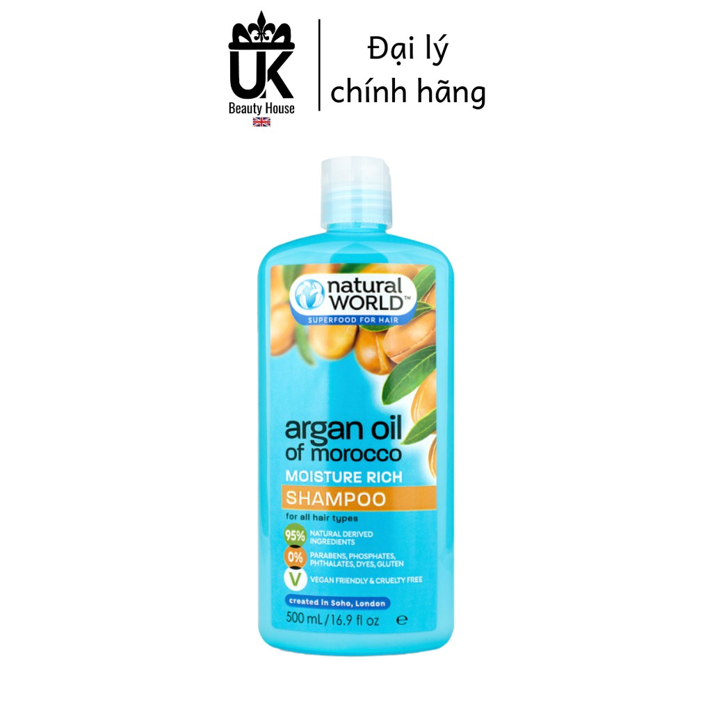 Dầu gội nuôi dưỡng, phục hồi tóc Argan oil of Morocco Natural World 500ml