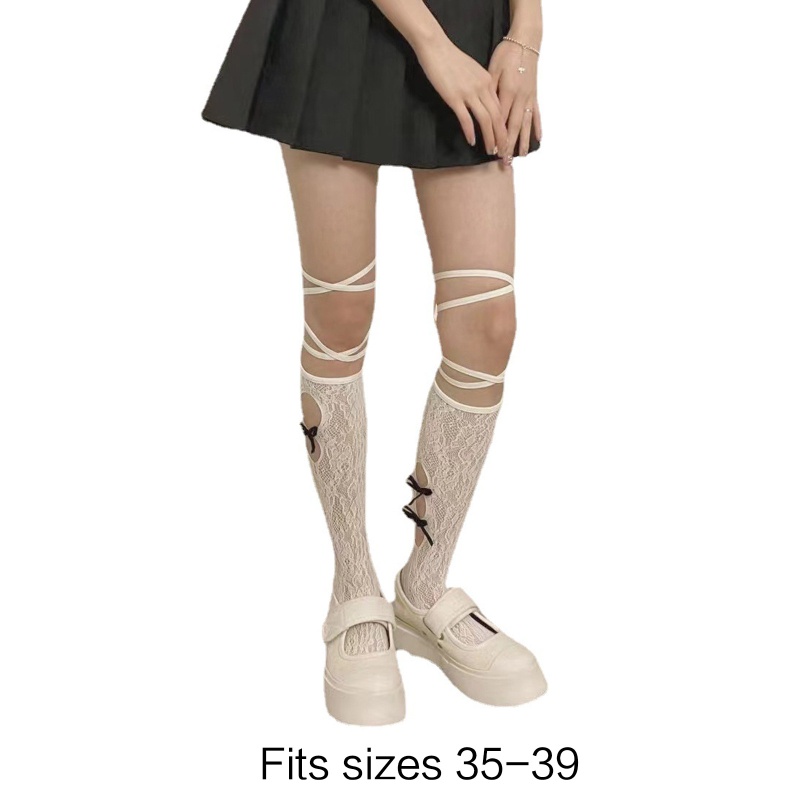 XIXI Vớ Ren Rỗng Phối Nơ Phong Cách Lolita Ngọt Ngào Cho Nữ