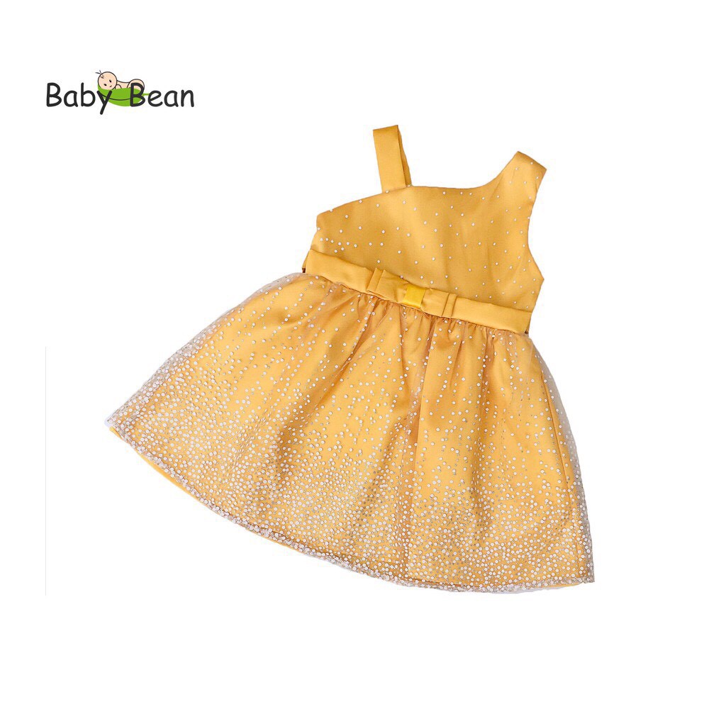 Váy Đầm Voan Dự Tiệc Phủ Lưới Lệch Vai Bé Gái BabyBean