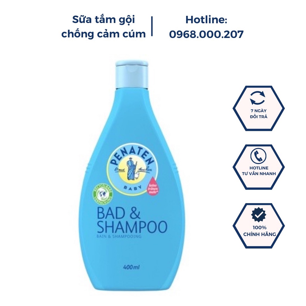 ( Mẫu mới ) Sữa tắm gội chống cảm cúm penaten Đức 400ml cho bé, trẻ sơ sinh