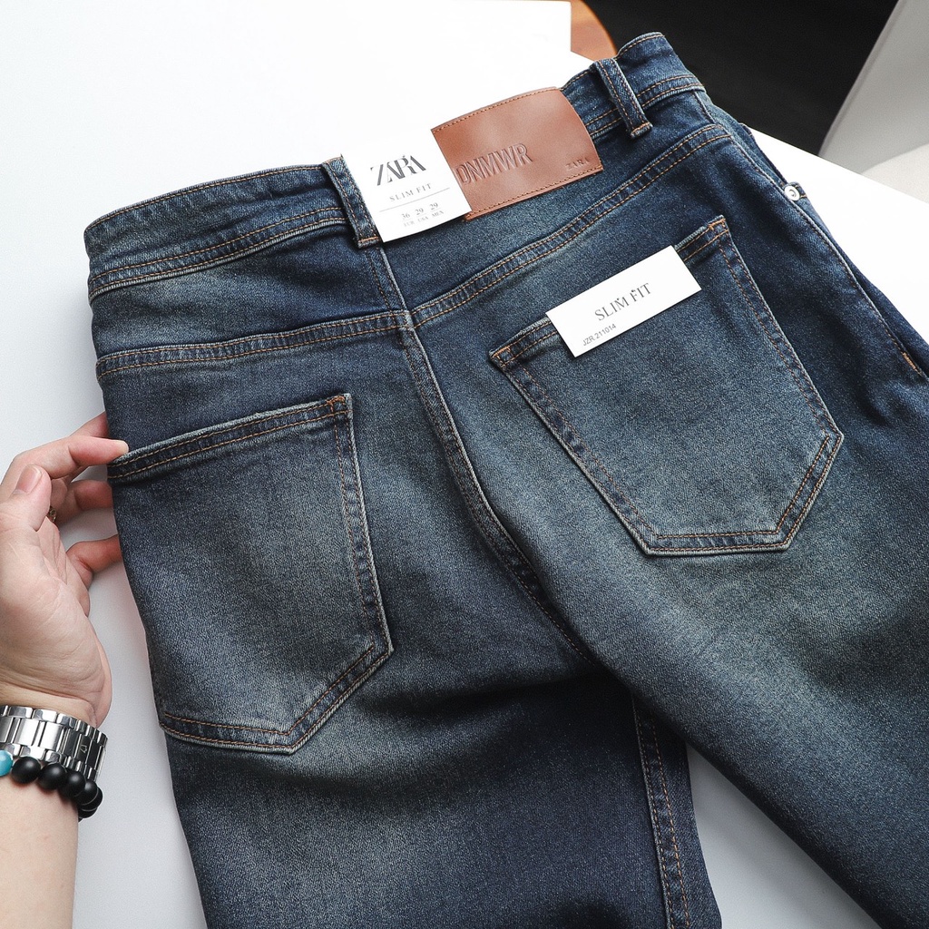 Quần jean dài nam ZR xanh dơ rách (Form Slimfit,chất vải co dãn,ống quần 15 - 18cm)-JZR211014 | BigBuy360 - bigbuy360.vn