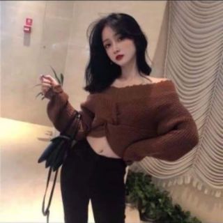Áo len xoắn eo trễ vai(có ảnh thật)